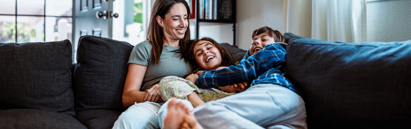 Family on couch